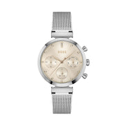 Hugo Boss Flawless Chronograph Pink Dial Silver Mesh Bracelet Watch for Women - 1502625