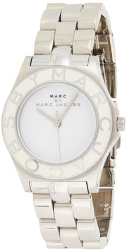 Marc Jacobs Blade White Dial Silver Steel Strap Watch for Women - MBM3048