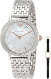 Emporio Armani Interchangeable Mother of Pearl Dial Silver Steel Strap Watch For Women - AR80020