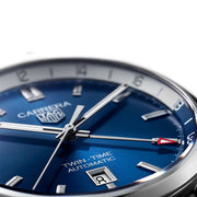 Tag Heuer Carrera Twin Time Blue Dial Silver Steel Strap Watch for Men - WBN201A.BA0640