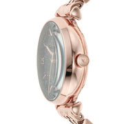 Emporio Armani Meccanico Gianni T Bar Blue Dial Rose Gold Steel Strap Watch For Women - AR60043
