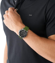 Michael Kors Everest Chronograph Black Dial Green Silicone Strap Watch For Men - MK8981