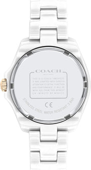 Coach Preston Mother of Pearl White Dial White Steel Strap Watch for Women - 14503662