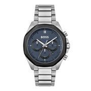 Hugo Boss Cloud Chronograph Blue Dial Silver Steel Strap Watch For Men - 1514015