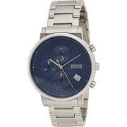 Hugo Boss Integrity Chronograph Blue Dial Silver Steel Strap Watch for Men - 1513779