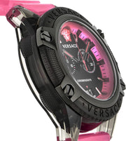 Versace Icon Active Chronograph Black Dial Pink Rubber Strap Watch For Men - VEZ700221