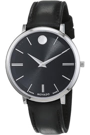 Movado 1881 Automatic Black Dial Black Leather Strap Watch for Men - 606873