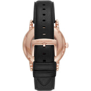 Emporio Armani Luigi Automatic Skeleton Silver Dial Black Leather Strap Watch For Men - AR60013