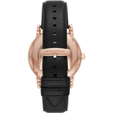 Emporio Armani Luigi Automatic Skeleton Silver Dial Black Leather Strap Watch For Men - AR60013