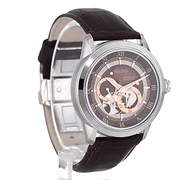 Bulova Classic Skeleton Automatic Brown Dial Brown Leather Strap Watch for Men - 96A120