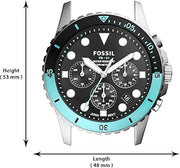 Fossil FB-01 Chronograph Black Dial Silver Steel Strap Watch for Men - FS5827