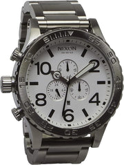 Nixon 51-30 Chrono White Dial Silver Steel Strap Watch for Men - A083-100