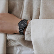 Daniel Wellington Iconic Link Ceramic Black Dial Black Steel Strap Watch For Women - DW00100415