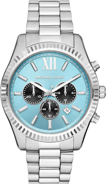 Michael Kors Lexington Chronograph Blue Dial Silver Steel Strap
