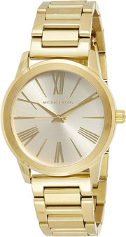 Michael Kors Hartman Quartz Gold Dial Gold Steel Strap Watch For Women - MK3490