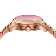 Michael Kors Runway Chronograph Pink Dial Rose Gold Steel Strap Watch For Women - MK7352