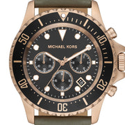 Michael Kors Everest Analog Black Dial Green Leather Strap Watch For Men - MK9090