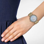 Michael Kors Darci Analog Mother of Pearl Green Dial Gold Steel Strap Watch For Women - MK3498