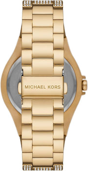 Michael Kors Lennox Three Hand Crystals White Dial Gold Steel Strap Watch For Women - MK6991