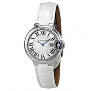 Cartier Ballon Bleu De Cartier Silver Dial White Leather Strap Watch for Women - W6920086