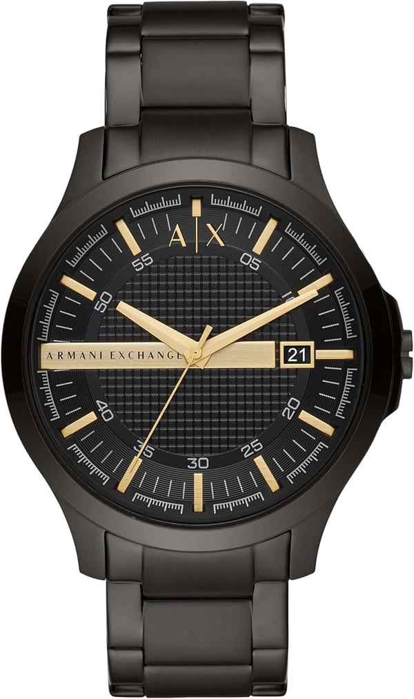 Armani Exchange Hampton Chronograph Black Dial Black Steel Strap Watch For Men - AX2413