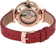 Emporio Armani Meccanico Gianni T-Bar Mother of Pearl White Dial Red Leather Strap Watch For Women - AR60048