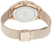 Hugo Boss Associate Chronograph Black Dial Rose Gold Mesh Bracelet Watch for Men - 1513806