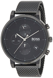 Hugo Boss Integrity Chronograph Black Dial Black Mesh Bracelet Watch for Men - 1513813