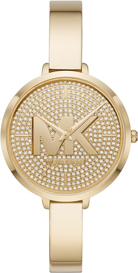 Michael Kors Parker Crystals Gold Dial Gold Steel Strap Watch For Women - MK4469