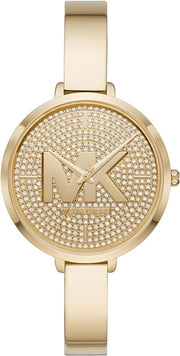 Michael Kors Parker Crystals Gold Dial Gold Steel Strap Watch For Women - MK4469