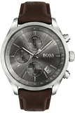 Hugo Boss Skymaster Chronograph Grey Dial Brown Leather Strap Watch for Men - 1513787