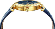Versace V-Race Multifunction Chronograph Blue Dial Blue Leather Strap Watch For Men - VEBV00219