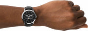 Fossil Neutra Minimalist Moonphase Black Dial Black Leather Strap Watch for Men - FS5904