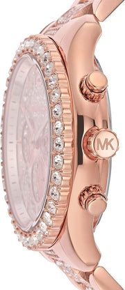 Michael Kors Layton Chronograph Rose Gold Dial Rose Gold Steel Strap Watch For Women - MK7285