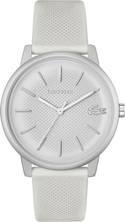 Lacoste 12.12 Move Silver Dial White Silicone Strap Watch for Men - 2011240