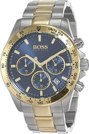 Hugo Boss Hero Chronograph Blue Dial Two Tone Steel Strap Watch for Men - 1513767