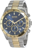 Hugo Boss Hero Chronograph Blue Dial Two Tone Steel Strap Watch for Men - 1513767