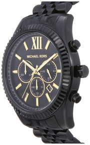 Michael Kors Lexington Chronograph Black Dial Black Steel Strap Watch for Men - MK8603