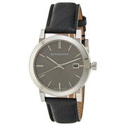 Burberry The City Grey Dial Black Leather Strap Watch for Men - BU9030
