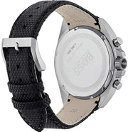 Hugo Boss Driver Chronograph Black Dial Black Leather Strap Watch for Men -1513087