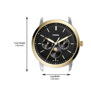 Fossil Neutra Moonphase Multifunction Black Dial Two Tone Steel Strap Watch for Men - FS5906