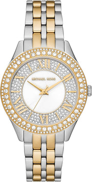 Michael Kors Harlowe Three-Hand Crystals White Dial Two Tone Steel Strap Watch for Women - MK4811