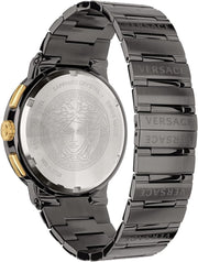 Versace Greca Icon Chronograph Black Dial Black Steel Strap Watch For Men - VEZ900521
