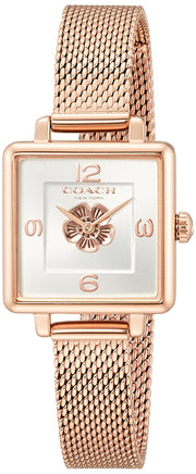 Coach Cass White Dial Rose Gold Mesh Bracelet Watch for Women - 14503698
