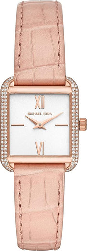 Michael Kors Lake Quartz White Dial Pink Leather Strap Watch For Women - MK2763