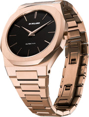 D1 Milano Ultra Thin Black Dial Gold Steel Strap Watch for Men - D1-UTBJ42