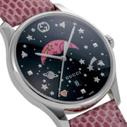 Gucci G-Timeless Moonphase Black Dial Pink Leather Strap Watch For Women - YA1264046