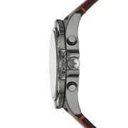 Fossil Garrett Chronograph Grey Dial Brown Leather Strap Watch for Men - FS5770