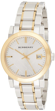 Burberry The City White Dial Two Tone Steel Strap Watch for Women - BU9115