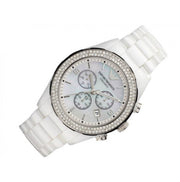 Emporio Armani Ceramica Chronograph White Dial White Ceramic Strap Watch For Women - AR1456